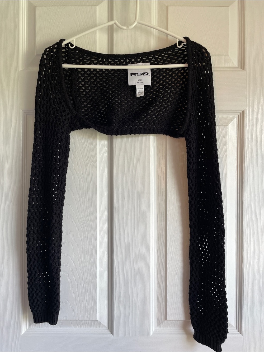 RSQ Black Cropped Open-Knit Shrug